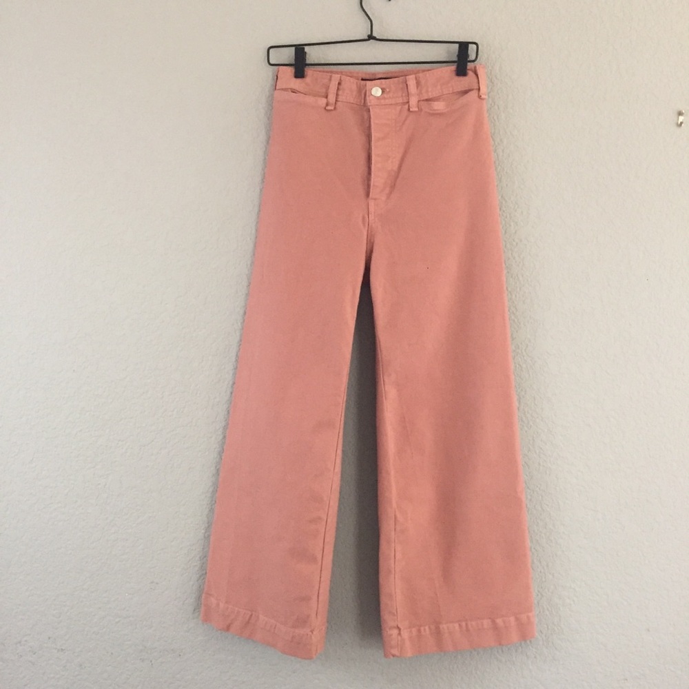 Veronica Beard Dusty Pink Wide Leg Cropped Jeans